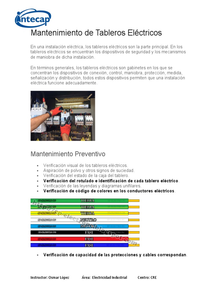 Mantenimiento De Tableros Pdf