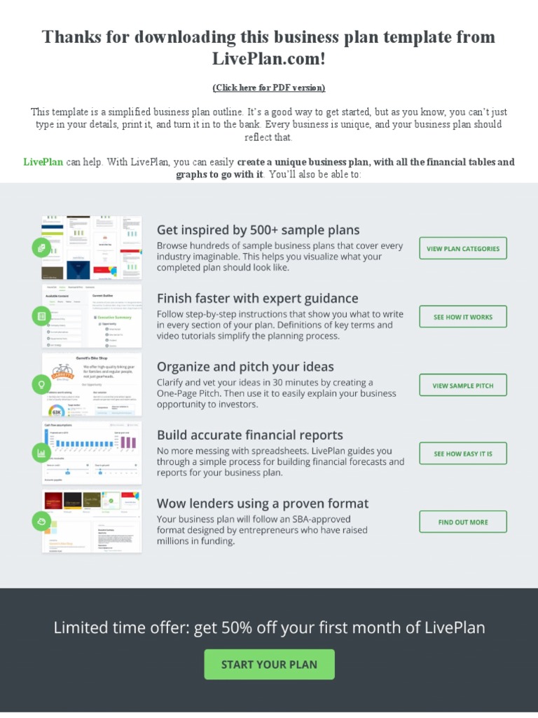 liveplan business plan template