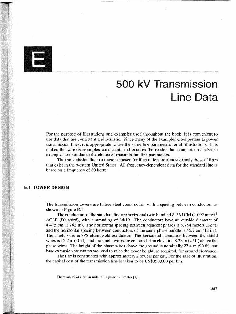 App E - 500 KV Transmission Line Data | Download Free PDF | Electric ...
