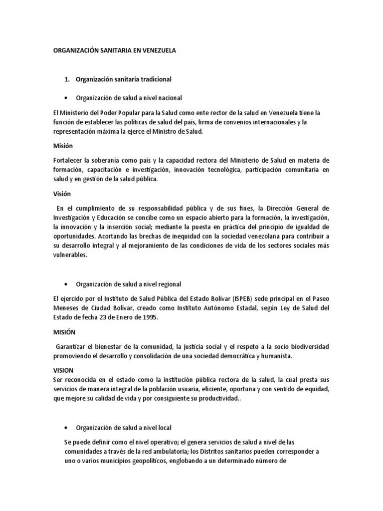 Estructura del Sistema de Salud en Venezuela | PDF | Hospital | Cuidado ...