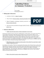 Article Summary Worksheet: Upholding Policies