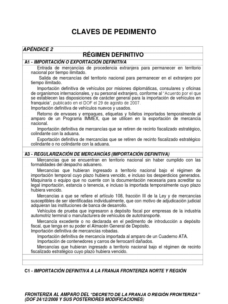 Claves de Pedimento PDF aduana Relaciones internacionales