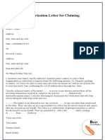 Authorization Letter For Claiming
