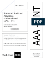 Advanced Audit and Assurance - International (Aaa - Int) : Strategic Professional - Options