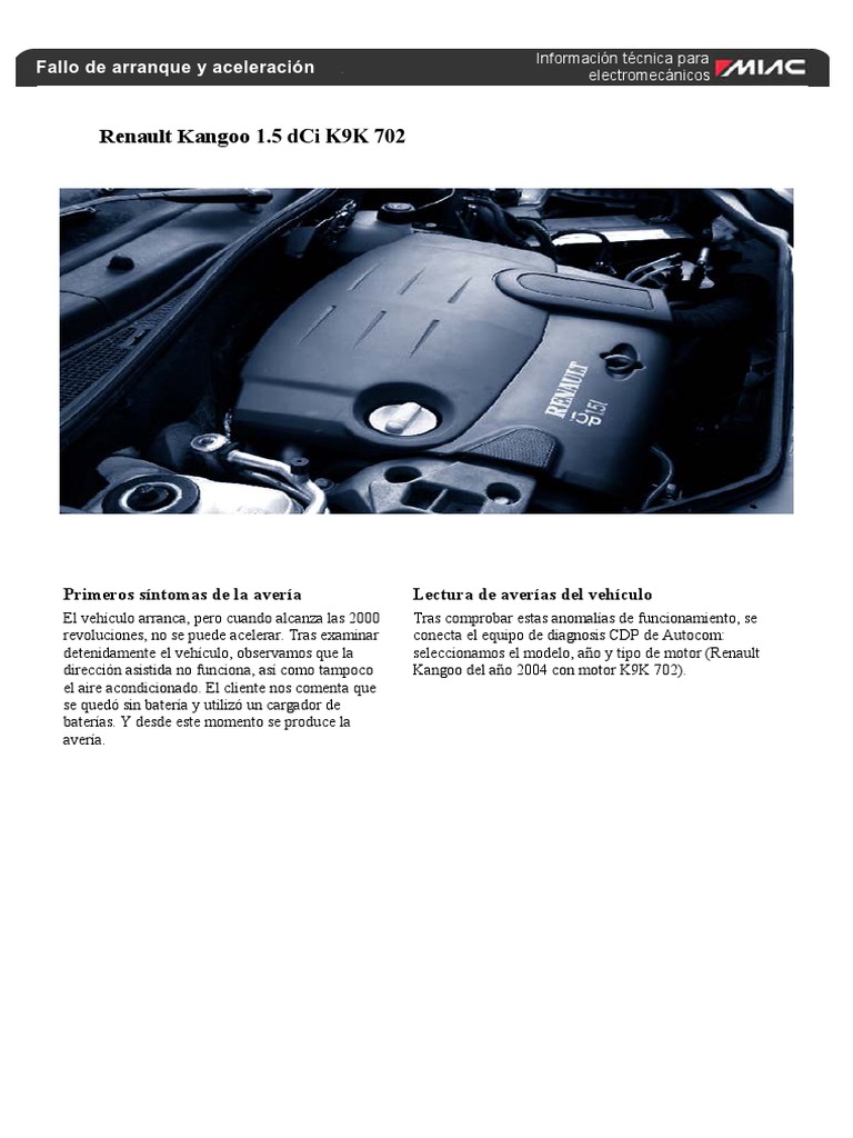 Diagnóstico DF001 Renault Kangoo 1.5 dCi | PDF | Ciencias de la ...