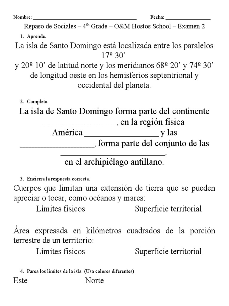 Repaso Sociales - 4to Grado - Unidad 3 | PDF