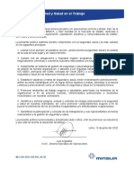 Política de Seguridad y Salud en El Trabajo MINSUR