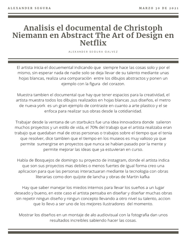 Analisis El Documental de Christoph Niemann en Abstract The Art of ...