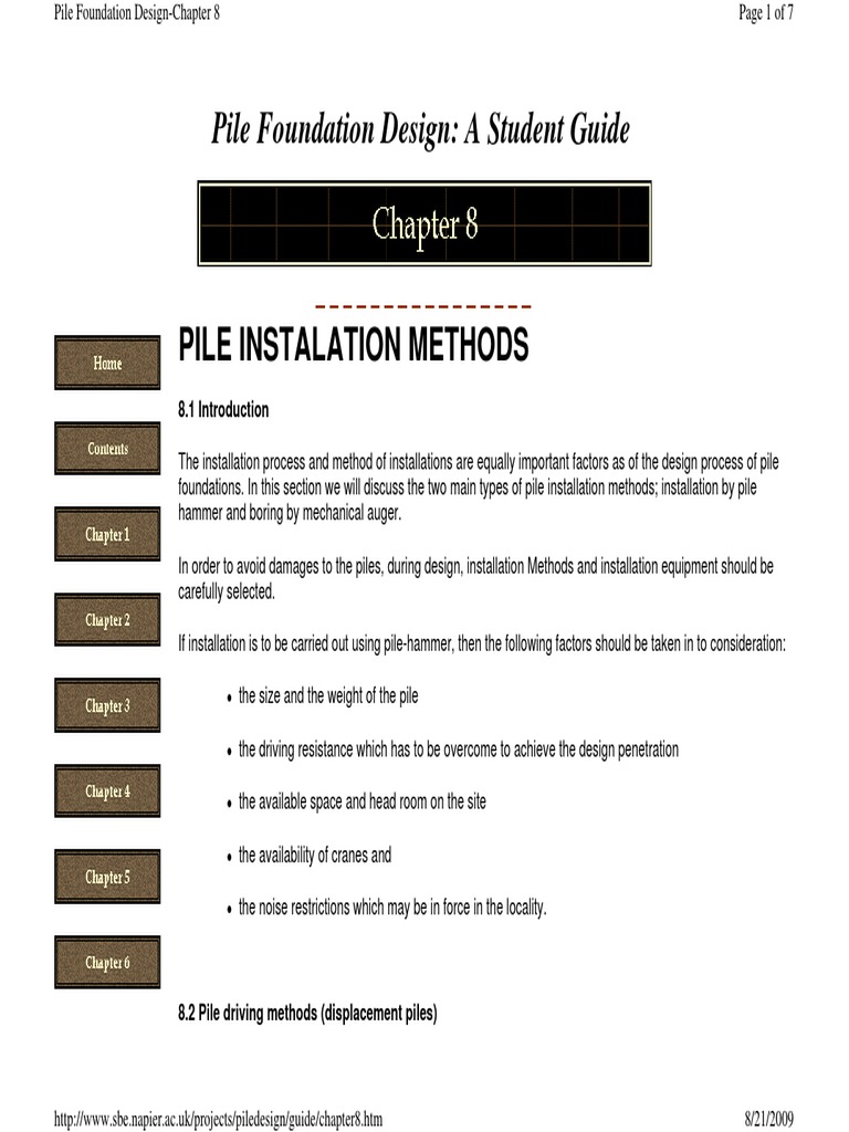 Pile Foundation Design Chapter 8a | PDF | Deep Foundation | Machines