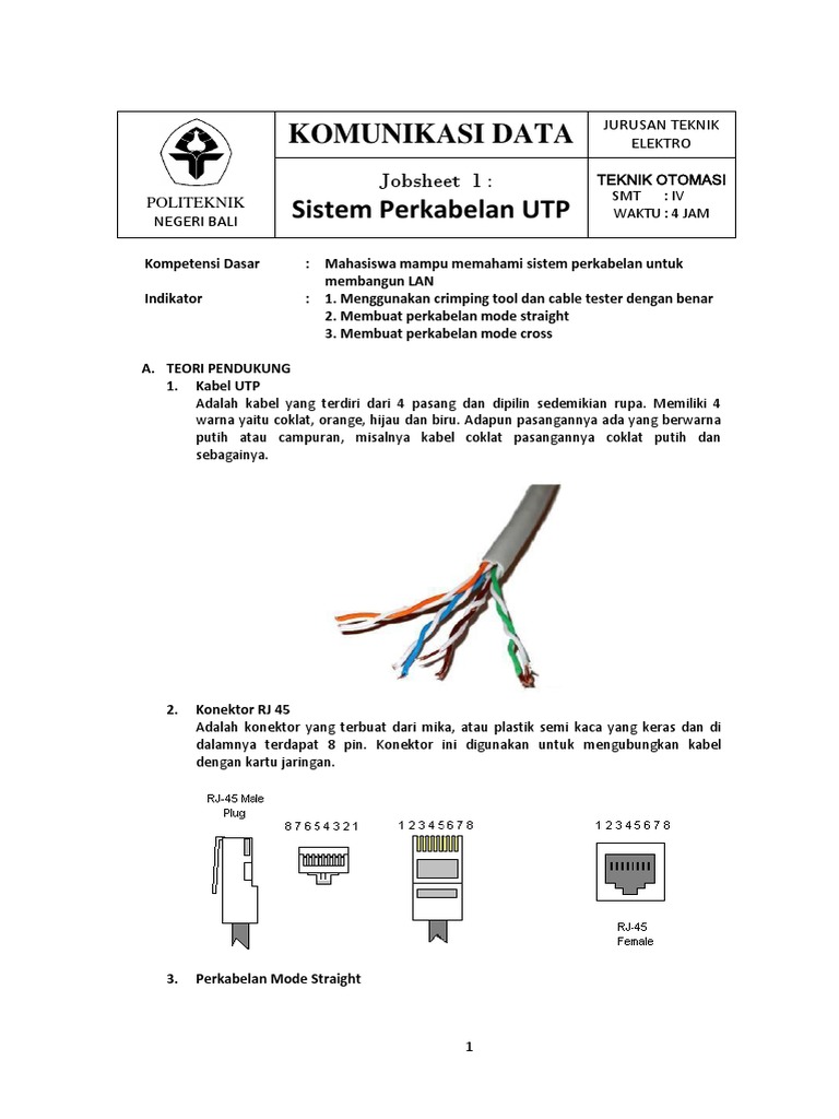 Jobsheet-1 - Sistem-Perkabelan | PDF