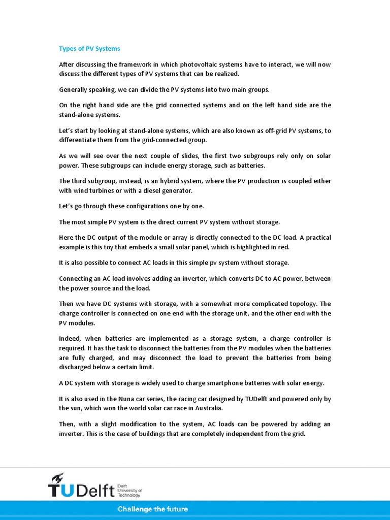 Types Of Pv Systems Pdf