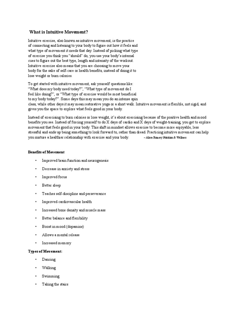 Understanding Intuitive Movement | PDF | Management Of Obesity ...