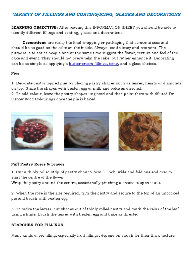 Fillings and Coatings for Pastries | PDF | Custard | Food And Drink