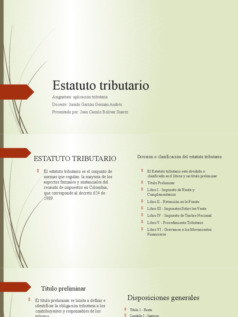 Estatuto Tributario PDF Impuesto sobre la renta Impuestos