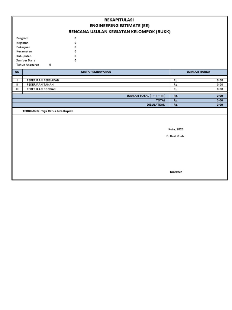 Contoh Format RAB dan Estimasi Biaya | PDF