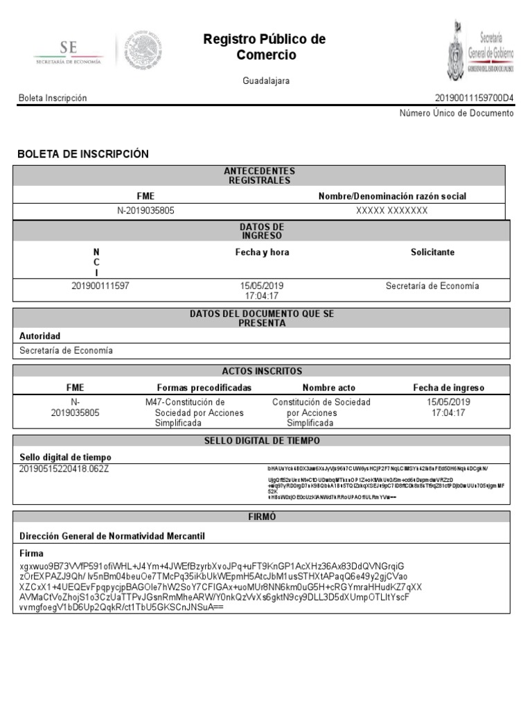 Boleta de Inscripción al Registro Público | PDF | Economias | Business