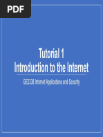 Tutorial 1 Introduction To The Internet: GE2338 Internet Applications and Security