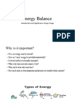 Energy Balance: Introduction and Significance Energy Usage