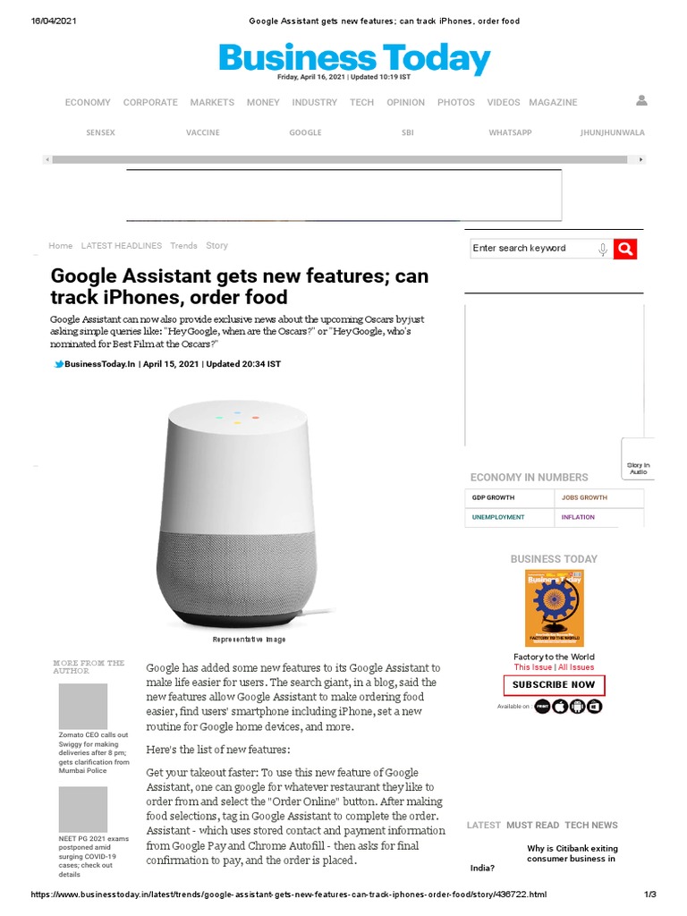 Google Assistant Gets New Features Can Track Iphones, Order Food | PDF ...