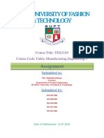 Assignment: Course Title: TEX2105 Course Code: Fabric Manufacturing Engineering-1