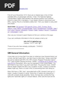 GM General Information: Quick Links