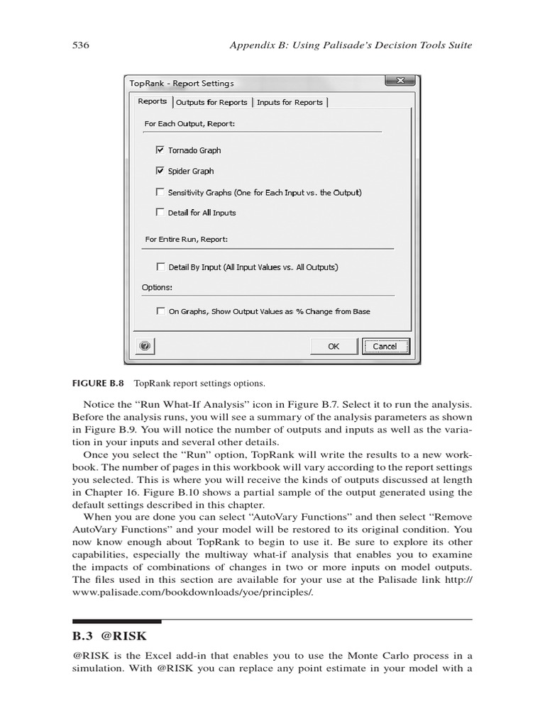 Using Palisade's Decision Tools PDF Sensitivity Analysis