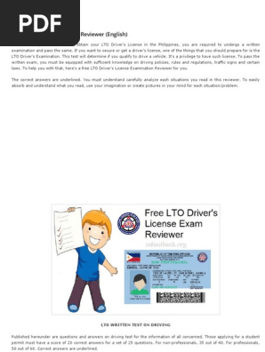 LTO Driver's License Exam Reviewer (English)