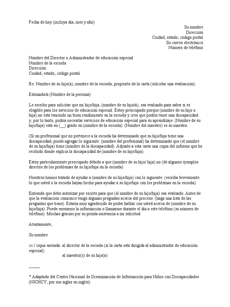 Carta de Evaluacion | Descargar gratis PDF | Invalidez | Evaluación