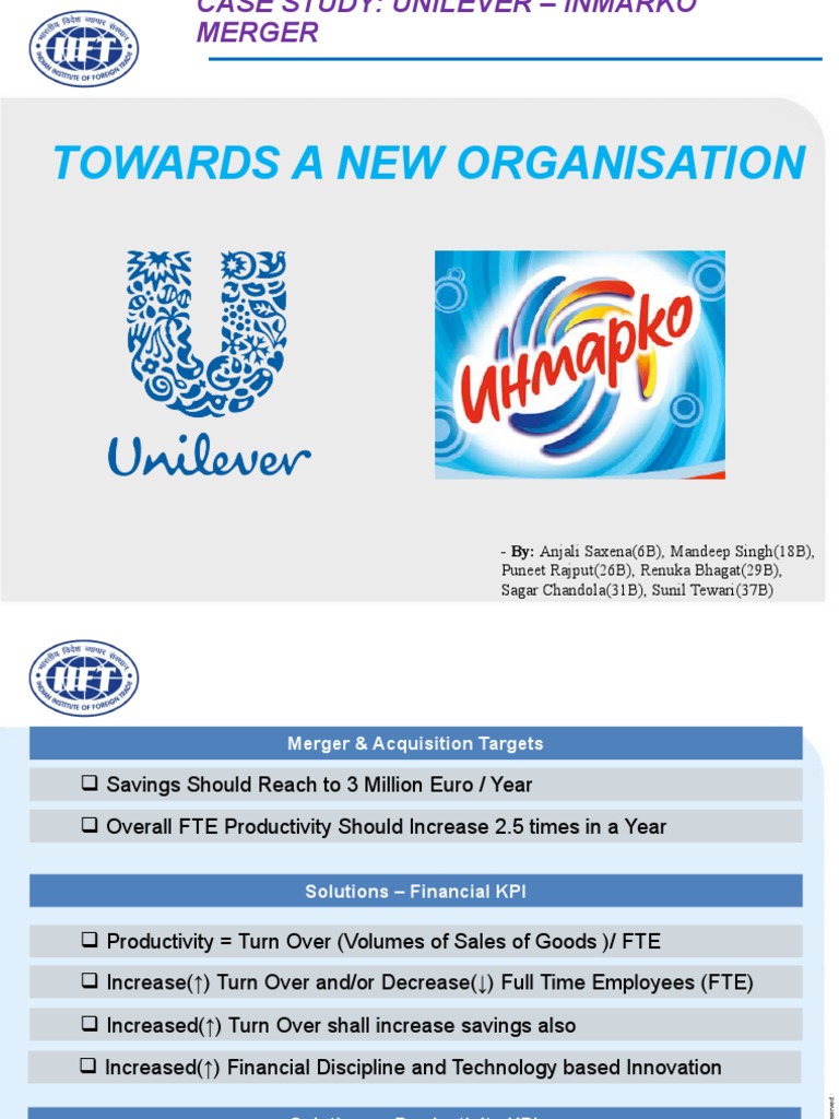 Unilever-Inmarko Merger Case Study | PDF | Organizational Structure ...