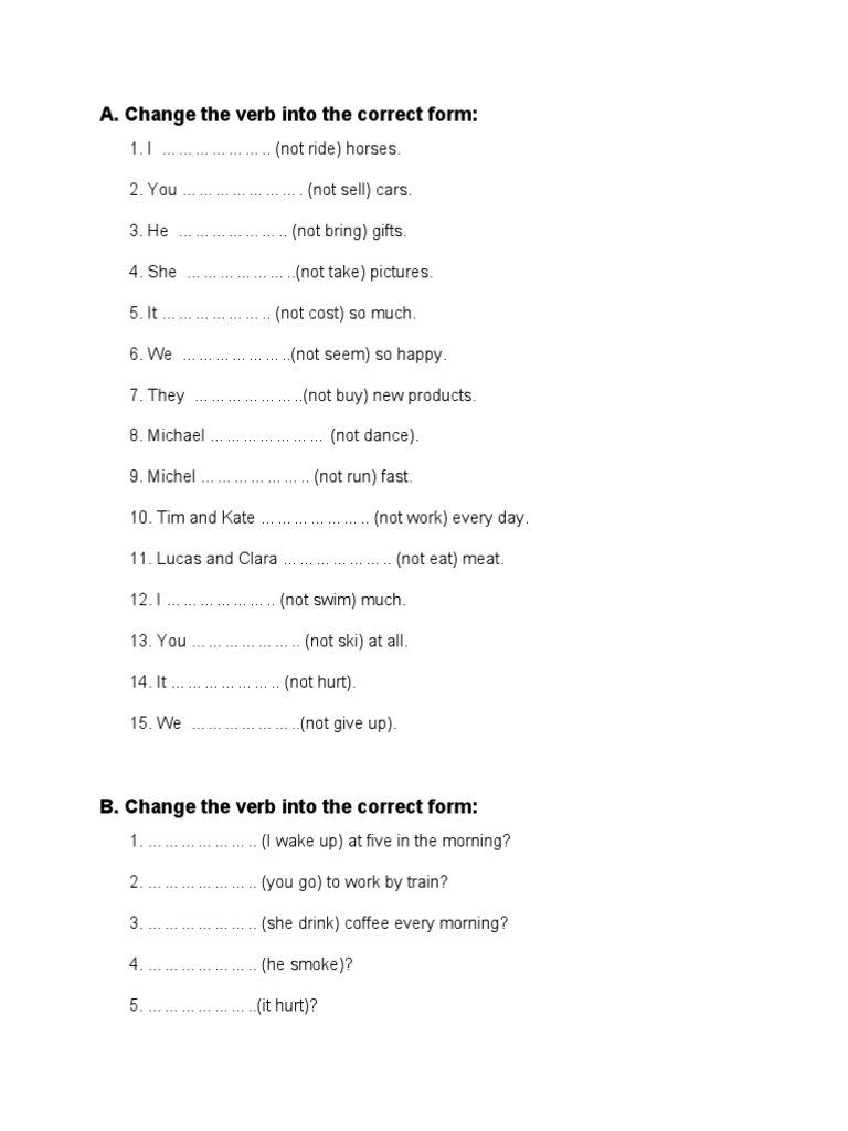 Verb Form Exercises for Beginners | PDF | Teaching Methods & Materials