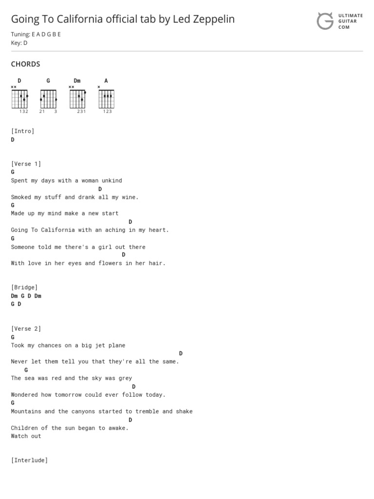 LED Zeppelin Going To California Official by Led Zeppelintabs at Ultimate Guitar Archive PDF