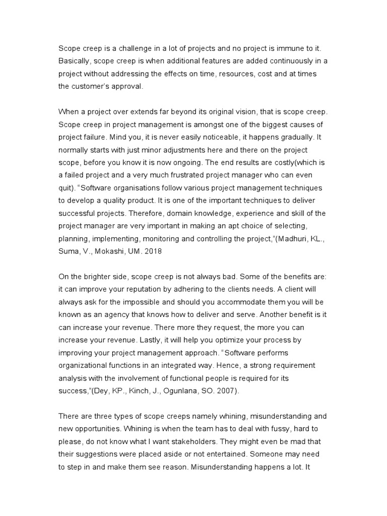 Scope Creep PDF Project Management Computing