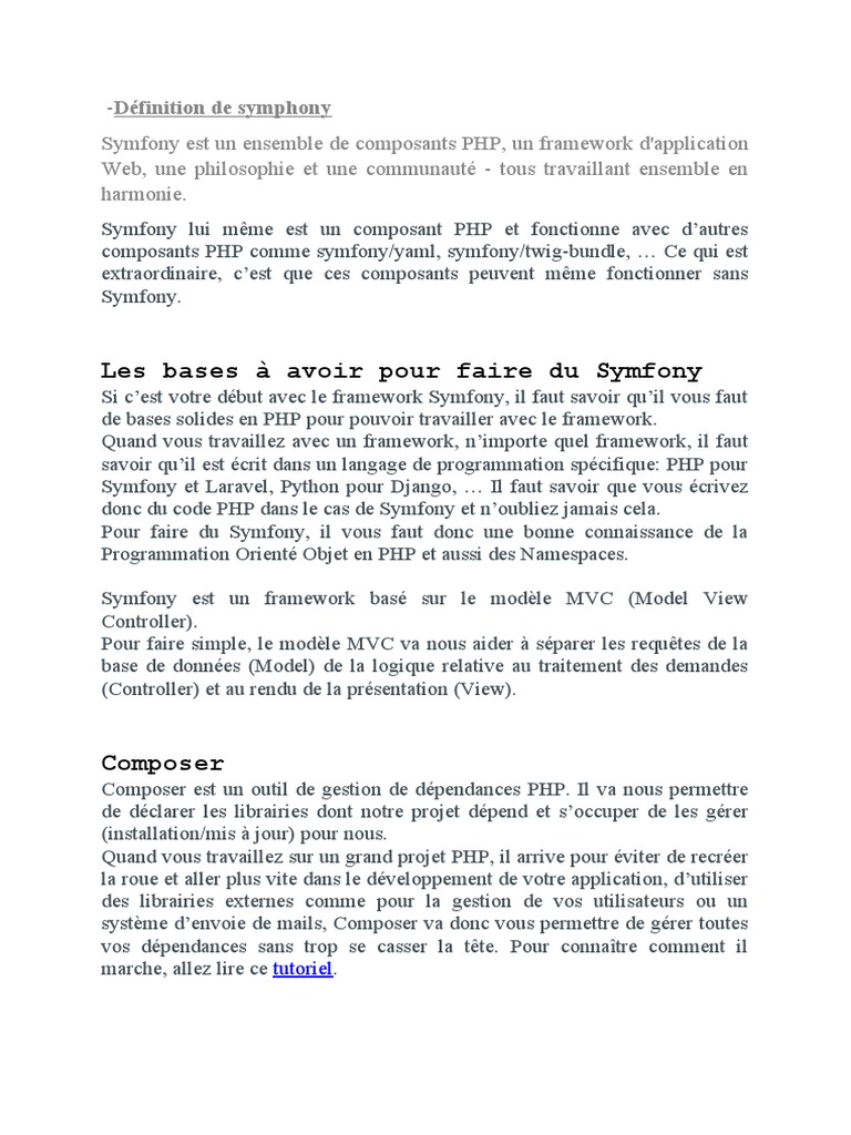 Introduction à Symfony PHP | PDF | PHP | Modèle-vue-contrôleur
