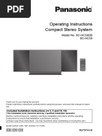 Operating Instructions Compact Stereo System: Model No. SC-HC38DB SC-HC38