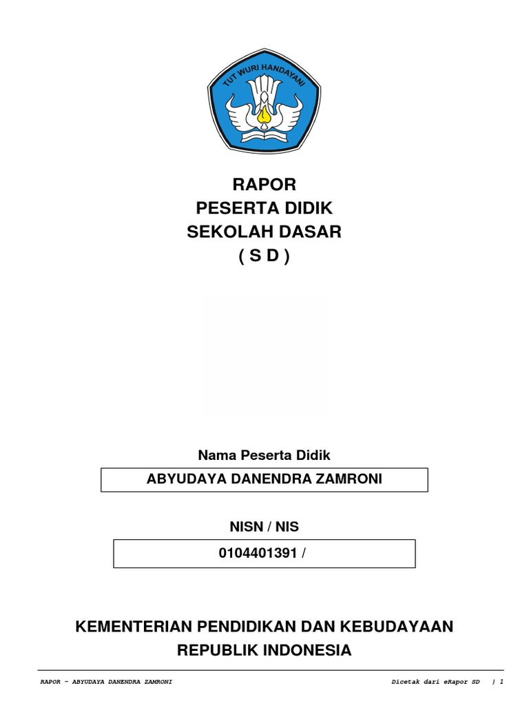 Rapor Peserta Didik SD Abyudaya | PDF