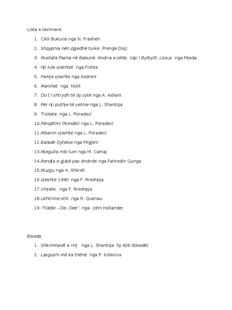 Lista e Leximeve | PDF
