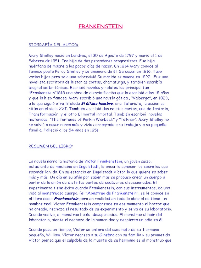 FRANKENSTEIN | PDF | Frankenstein | Mary Shelley