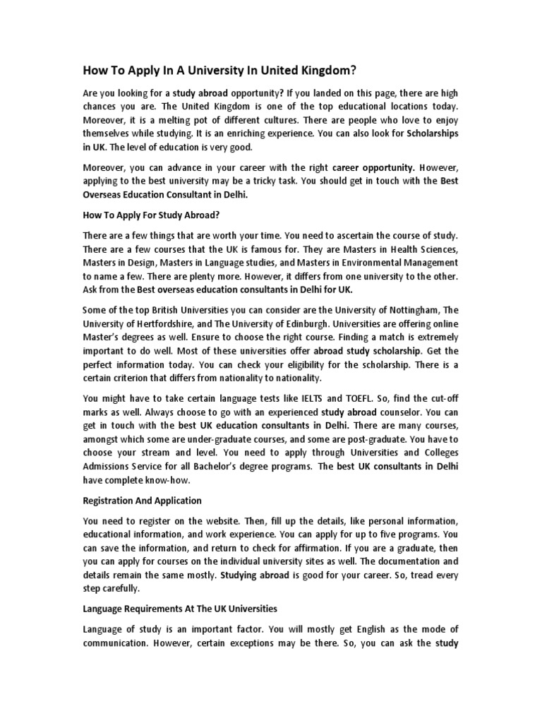 How To Apply in A University in United Kingdom? | PDF | International ...