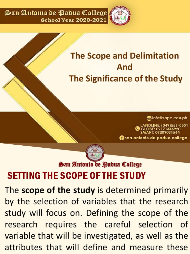 The Scope and Delimitation and The Significance of The Study | PDF ...