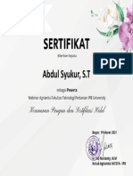 Webinar Agrianita - Keamanan Pangan Dan Sertifikasi Halal - Sertifikat Peserta - Abdul Syukur, S.T