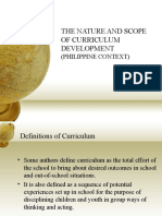 The Nature and Scope of Curriculum Development: (Philippine Context)