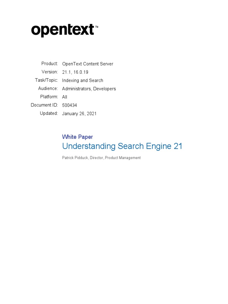 Understanding Opentext Search Engine 21 Pdf Search Engine Indexing Information Retrieval