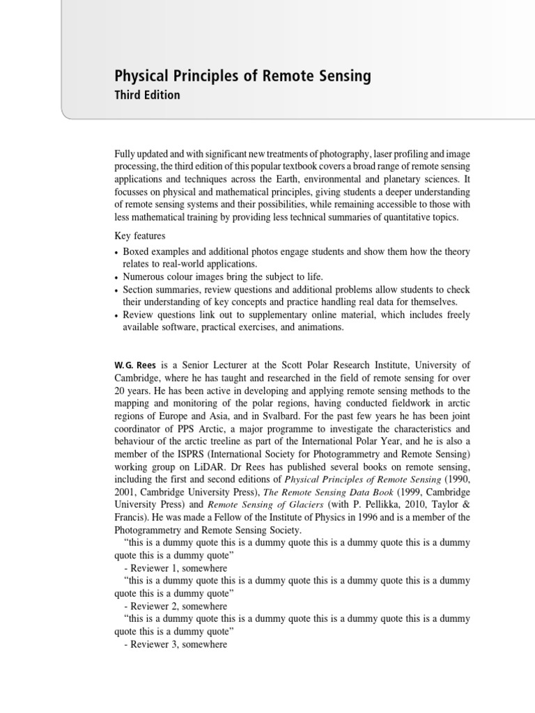 Physical Principles of Remote Sensing - Third Edition - 0 | PDF ...