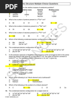 Atomic Structure HL Multiple Choice Questions Answers