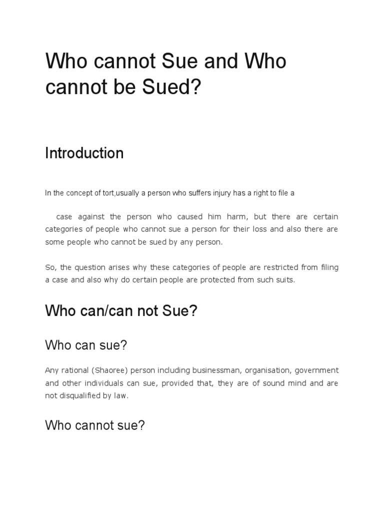 Who Can and Cannot Sue in Tort Law | PDF | Tort | Lawsuit