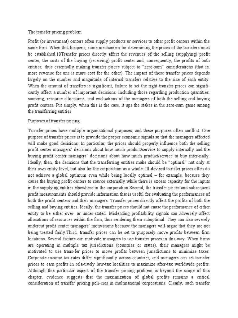 Transfer Pricing Challenges and Solutions | PDF | Prices | Profit ...