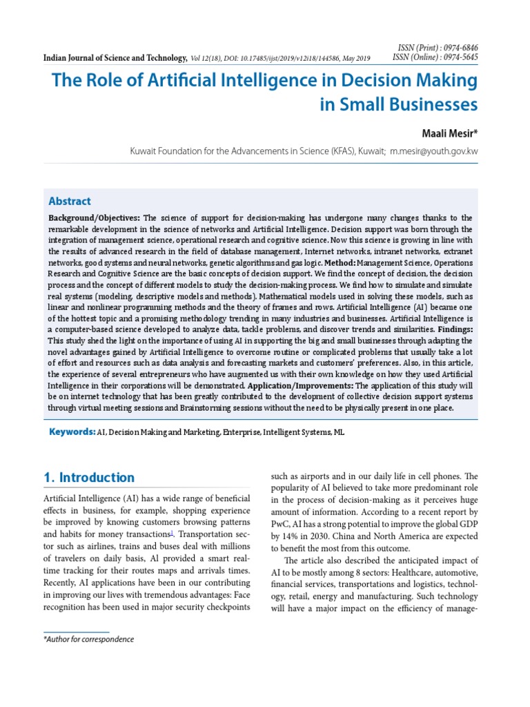 AI's Impact on Small Business Decisions | PDF | Artificial Intelligence ...