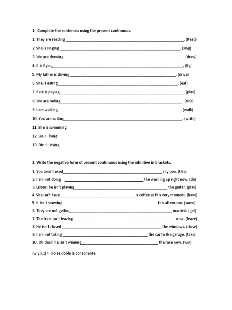 Present Continuous Practice Exercises | PDF | Foreign Language Studies ...