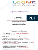 Assignment and Presentation: Assistant Professor, Head (In-Charge) and Assistant Proctor