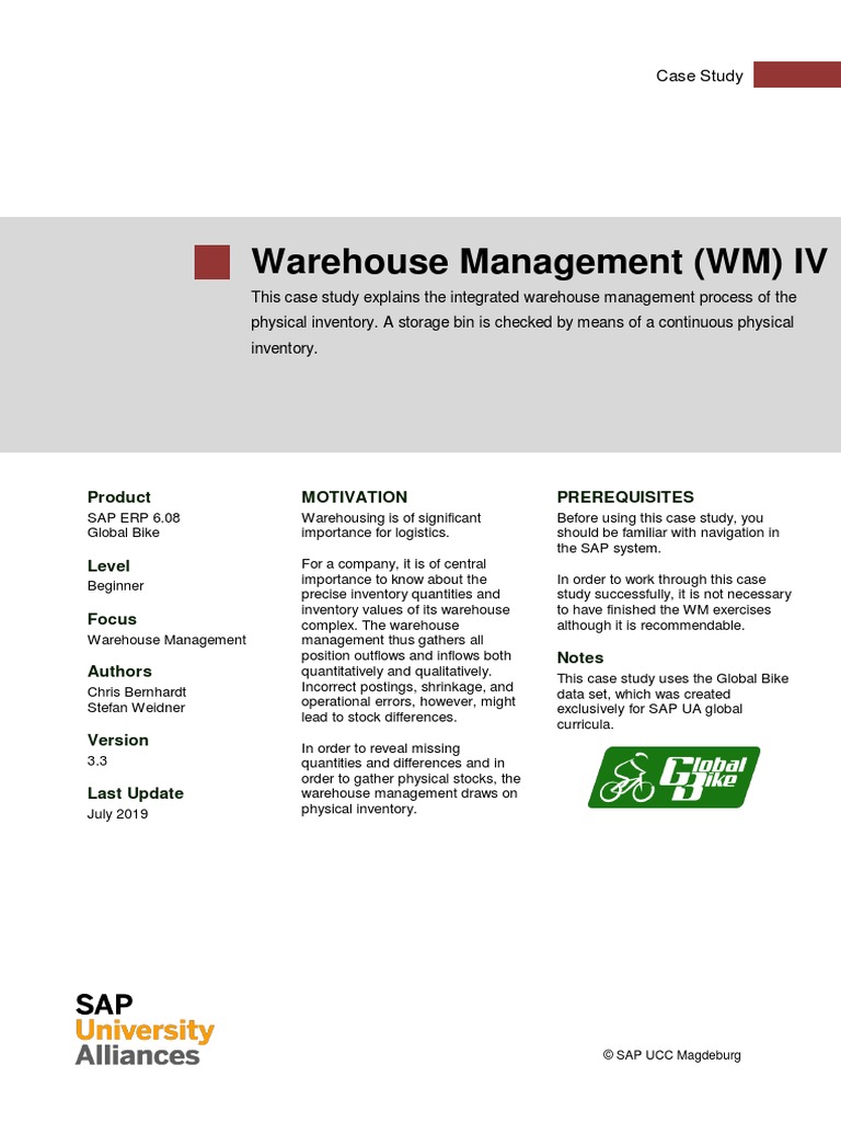 Warehouse Management (WM) IV | PDF | Warehouse | Inventory